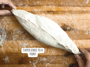 Bread dough that's been shaped into a torpedo with tapered ends - Hostess At Heart