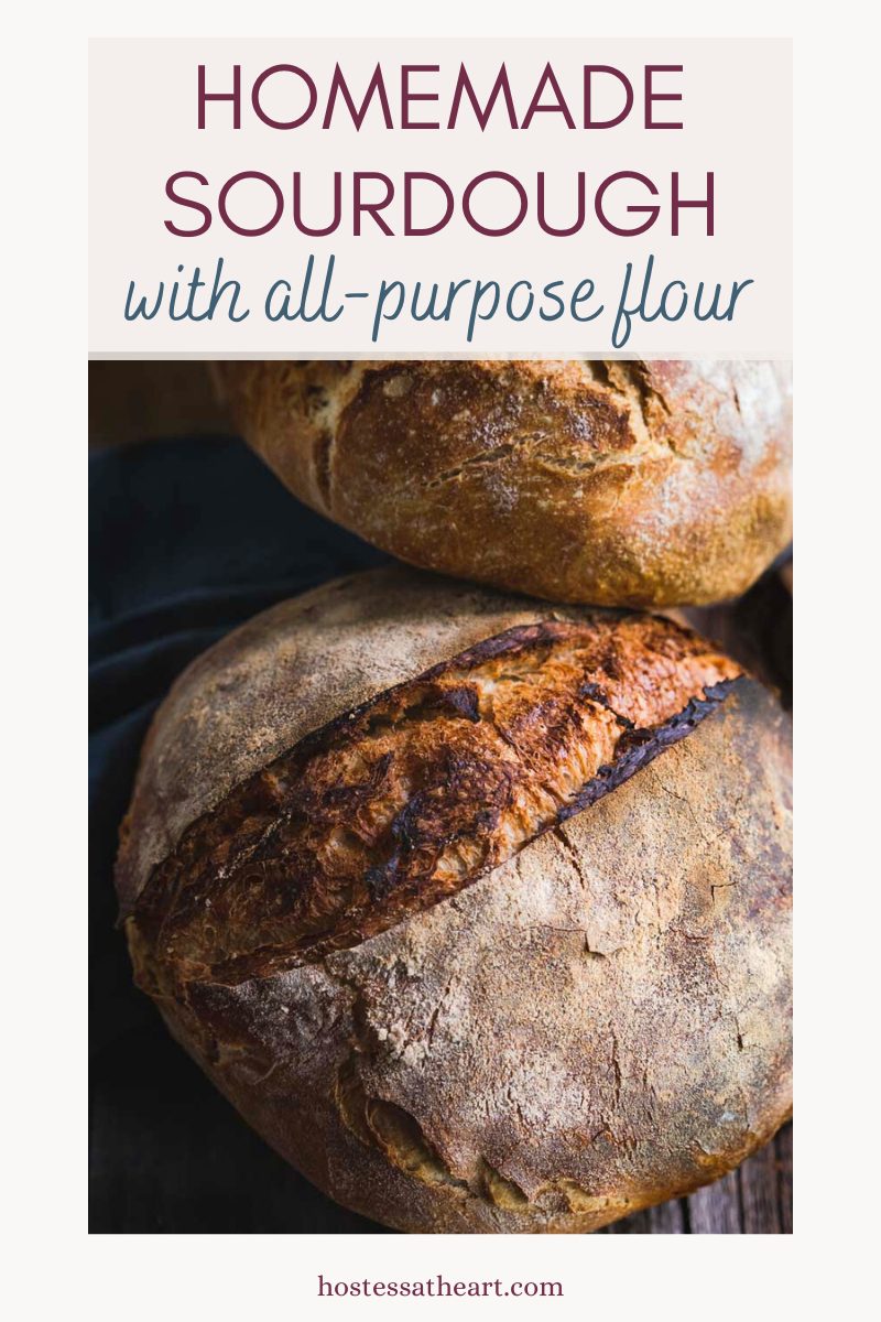 A round loaf of artisan bread with a crispy crust - Hostess At Heart