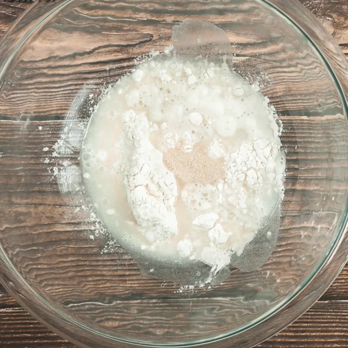 Water, flour, and yeast in a bowl - Hostess At Heart