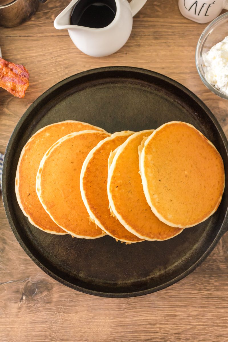 5 Starter Pancakes fanned out on a plate - Hostess At Heart