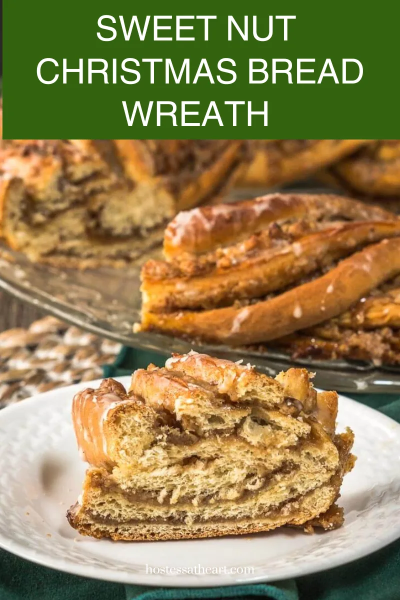 Sideview of a cinnamon nut filled swirl bread. Hostess At Heart