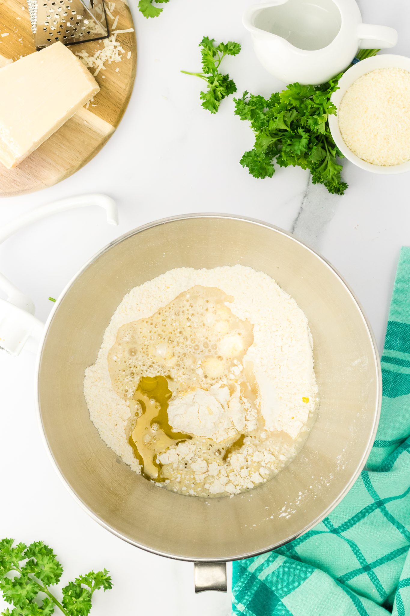 Add flour mixture with liquid ingredients - Hostess At Heart
