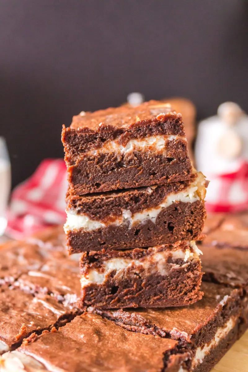 3 stacked cream cheese brownies - Hostess At Heart