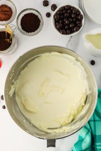 Mixing bowl filled with cream cheese filling - Hostess At Heart