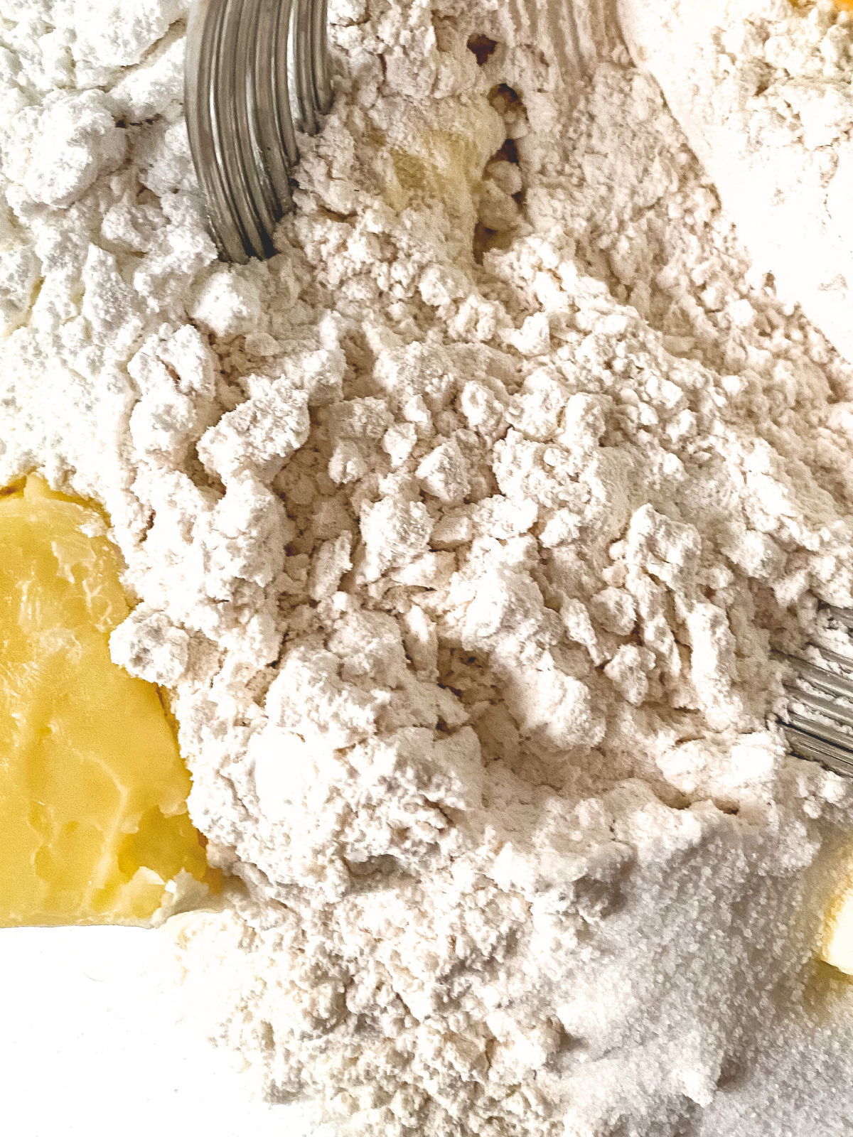 Cold butter cut into a flour mixture using a pastry cutter. Hostess At Heart