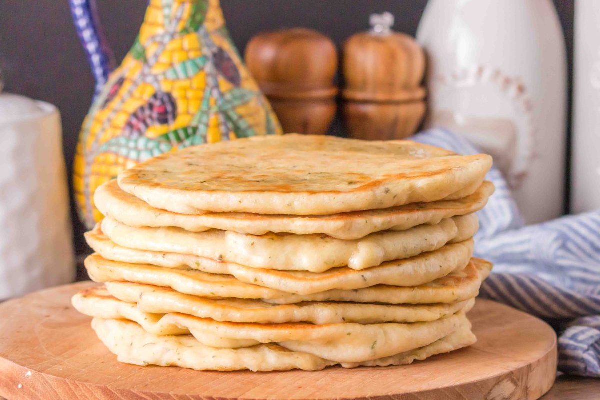 Sideview of a stack of cooked flat bread - Hostess At Heart