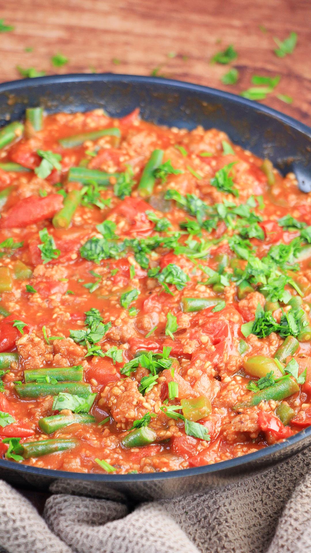 Sausage Bulgur Wheat One Pan meal.