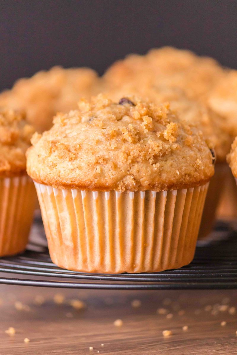 Cappuccino Chocolate Muffin close up on a cooling rack. Hostess At Heart