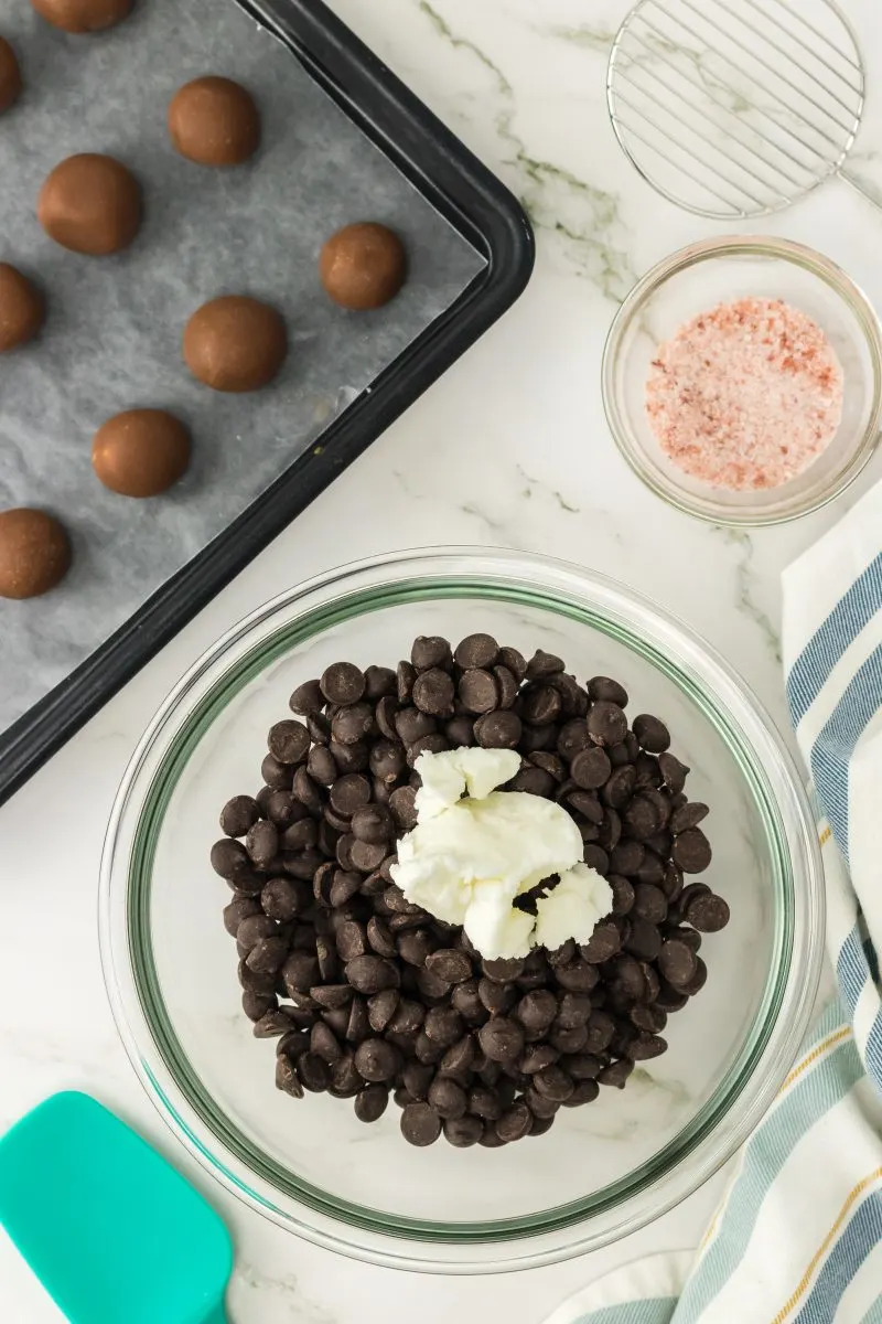 Chocolate and cream in a saucepan