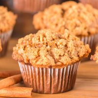 Tableview of a gingerbread muffin topped with a crunchy streusel topping - Hostess At Heart.