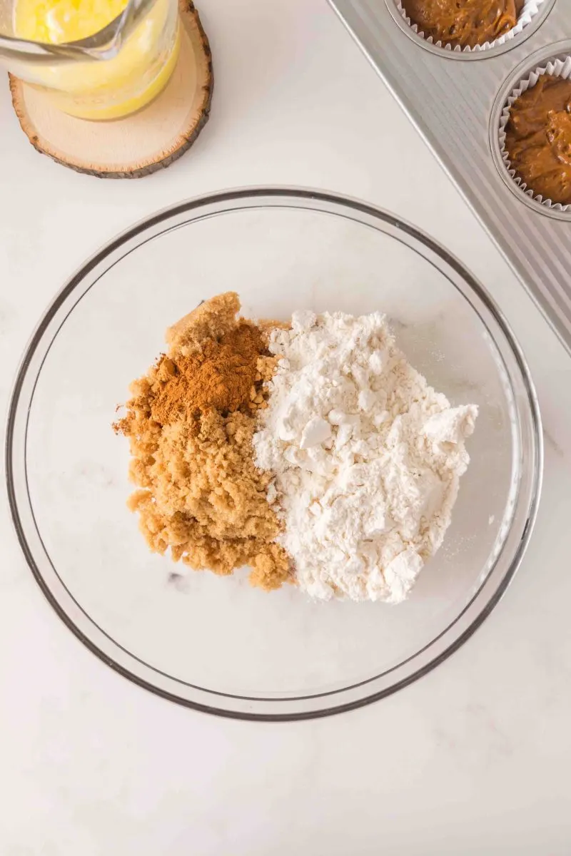 Streusel topping ingredients in a mixing bowl - Hostess At Heart