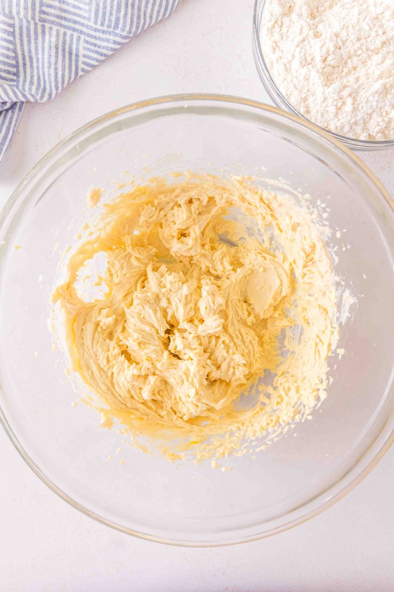 Properly mixed creamy cookie dough in a mixing bowl - Hostess At Heart