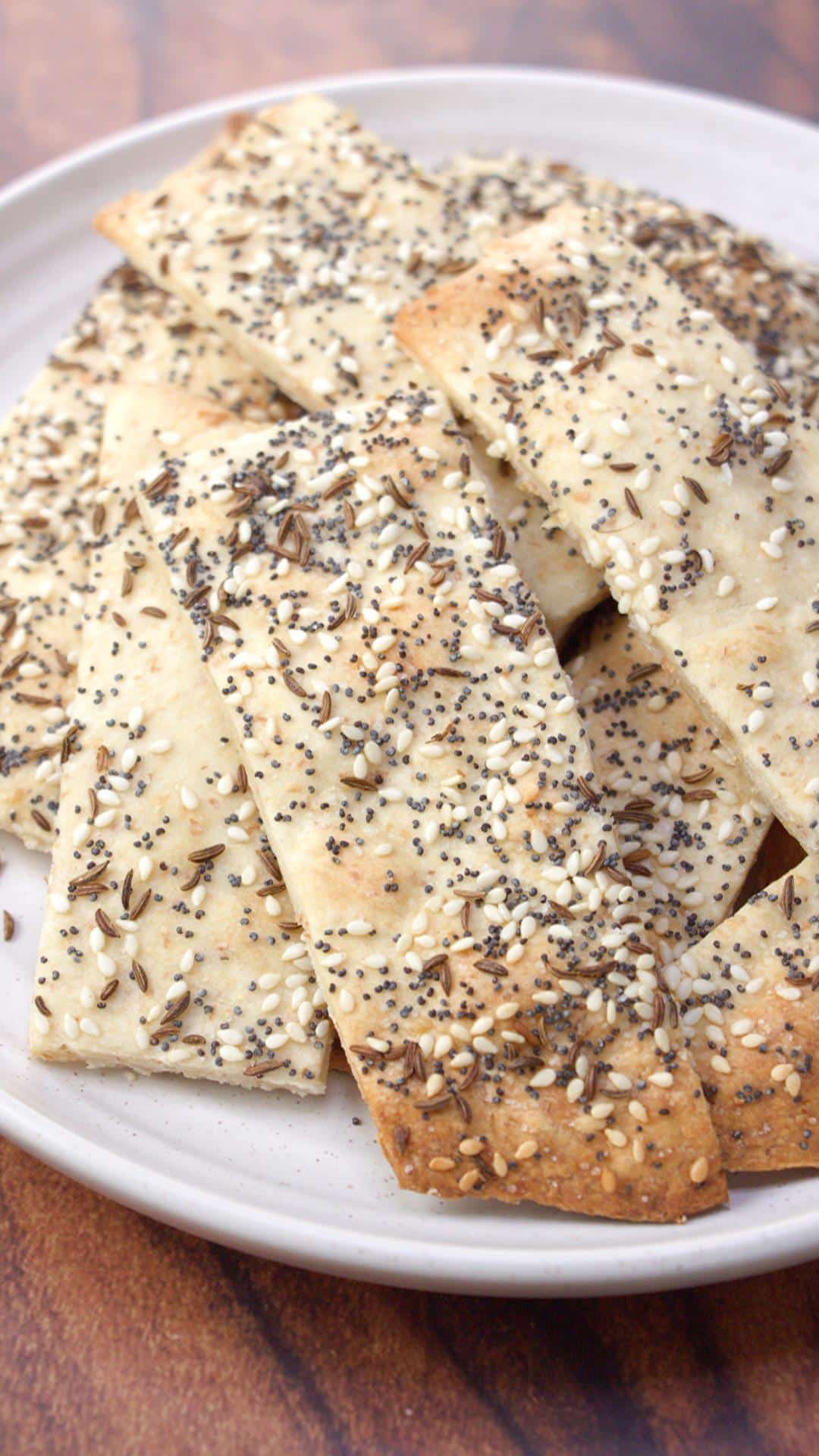 Plate full of homemade crackers.