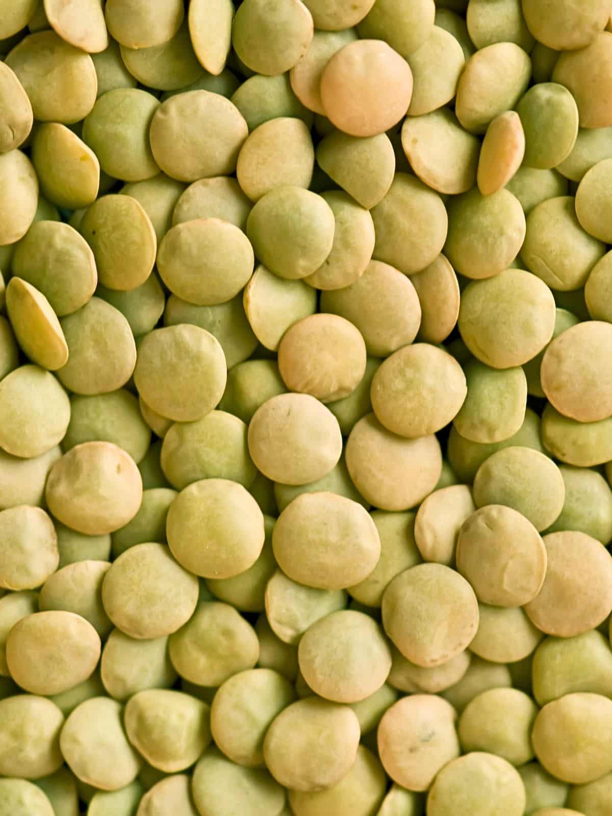 Closeup image of dry green lentils