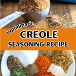 Two image collage for Pinterest of different spice on a plate before being combined to make a creole spice blend - Hostess At Heart