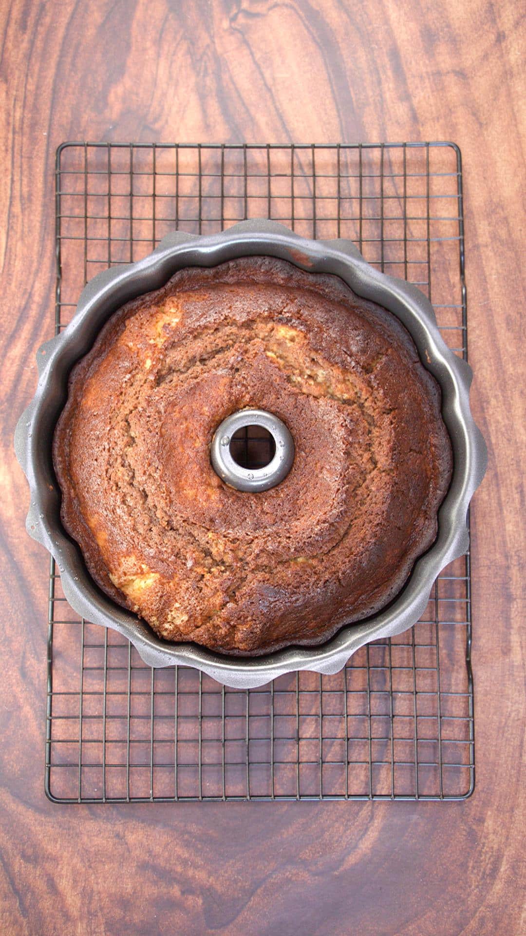 Top down view of a beautifully baked chocolate bundt cake - Hostess At Heart