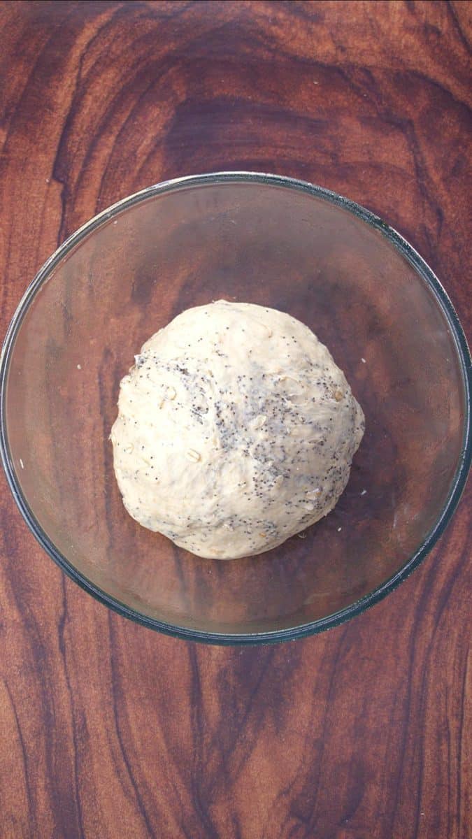 A bowl of an unproofed pumpernickel bread dough - Hostess At Heart