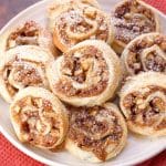 Front view of puff pastry apple cinnamon rolls - hostess at Heart