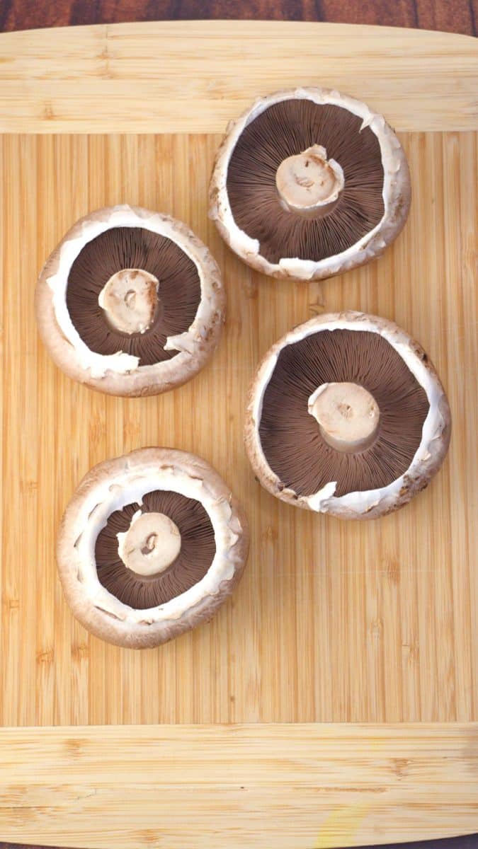 Top down view of 4 portobello mushrooms - Hostess At Heart