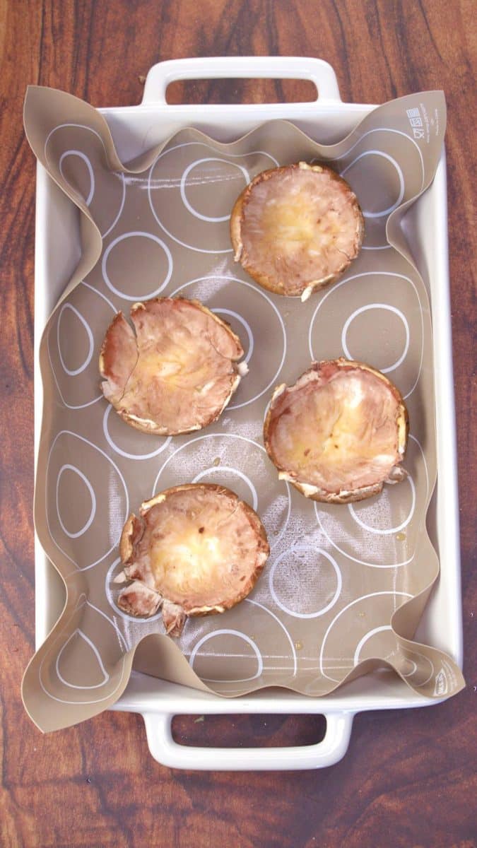 Cleaned and par baked Portobella mushroom caps - Hostess At Heart