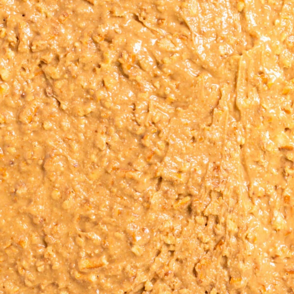 Creamy peanut butter pretzel filling before adding chocolate - Hostess At Heart