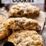 An image for Pinterest of easy old-fashioned oatmeal raisin cookies - Hostess At Heart