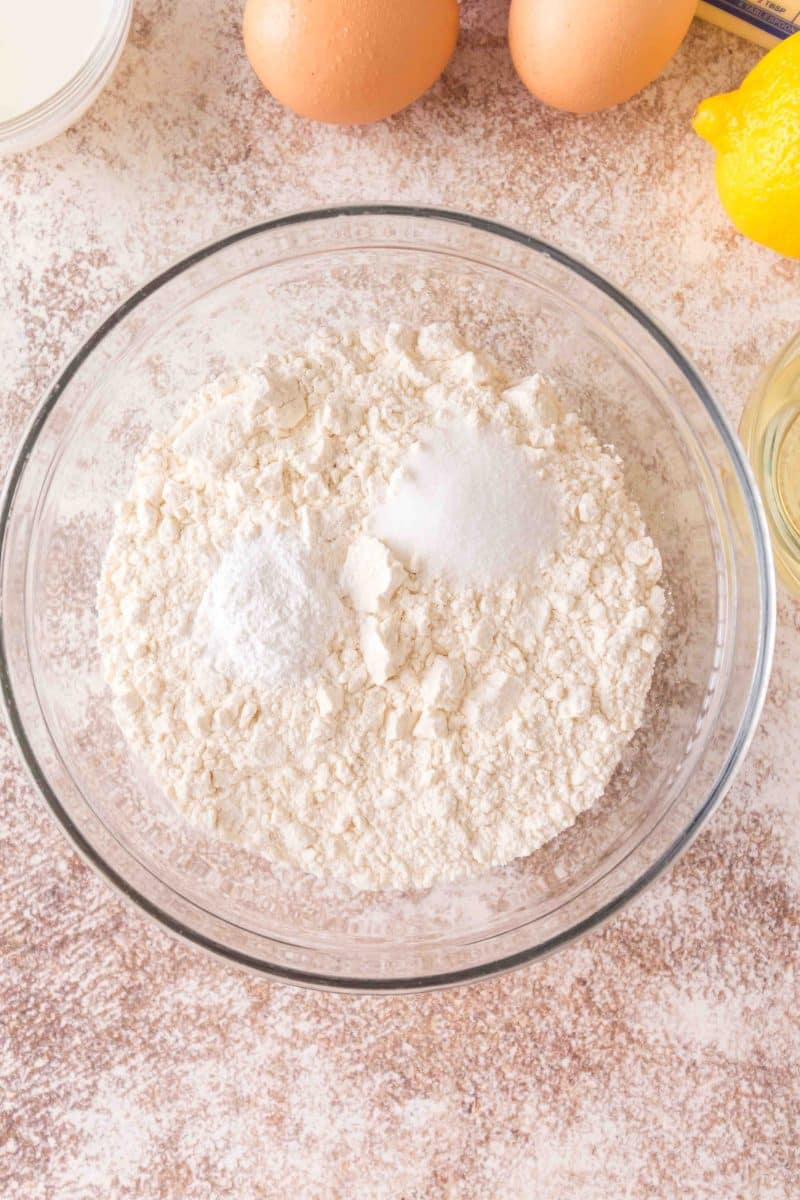 Flour, salt, and baking powder in a mixing bowl - Hostess At Heart
