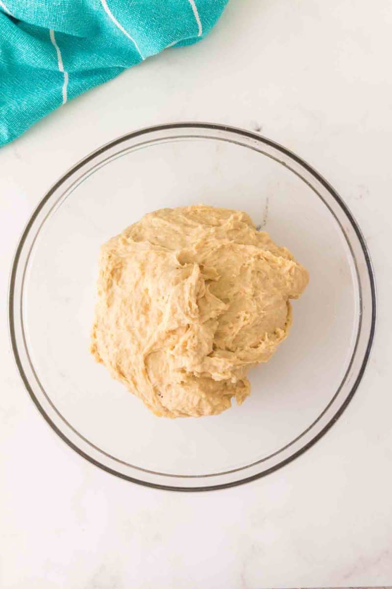 Freshly mixed Hawaiian bread dough in a mixing bowl before the first rise - Hostess At Heart