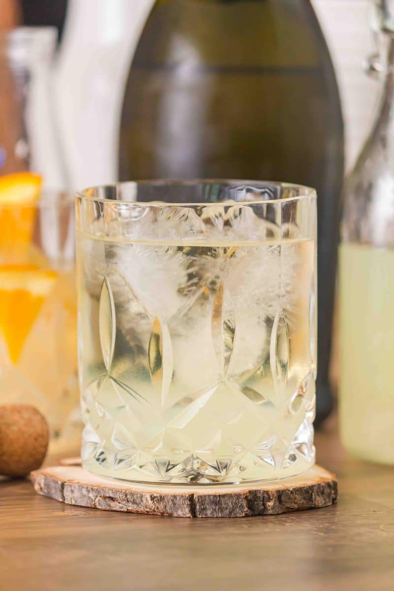 Front view of a Limoncello cocktail in a rocks glass before it's garnished. - Hostess At Heart