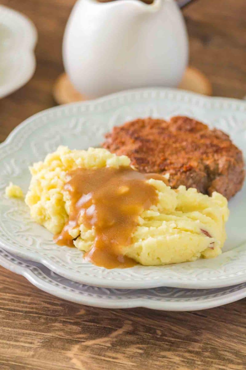 Beef gravy served alongside meatloaf and mashed potatoes - Hostess At Heart