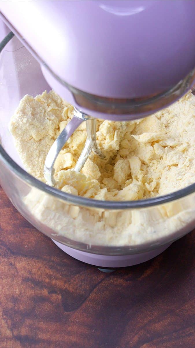 An electric mixer mixing flour and butter together to make pie dough. Hostess At Heart