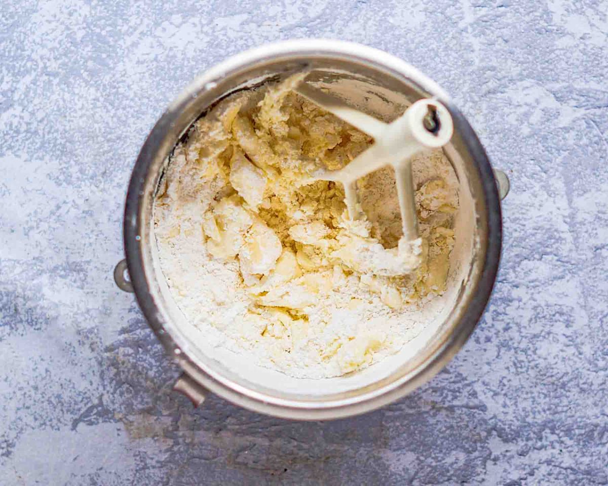 Top down view of dry cake frosting ingredients lemon cream cheese frosting - Hostess At Heart