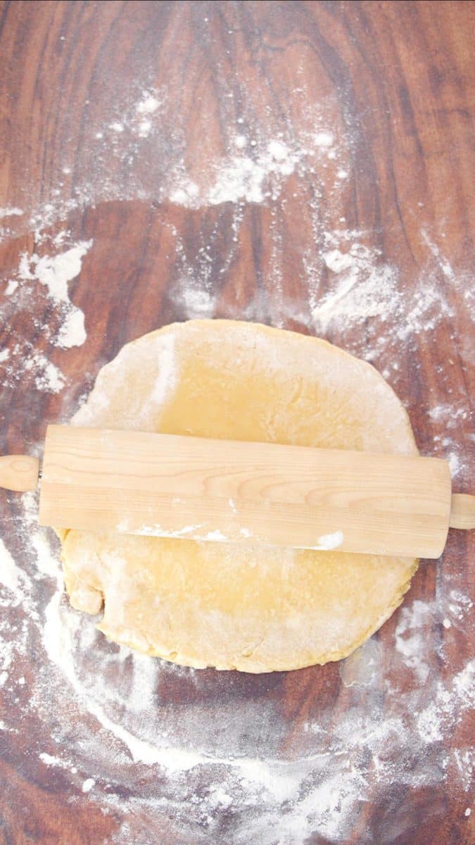 Buttery pie dough rolled into a round shape - Hostess At Heart