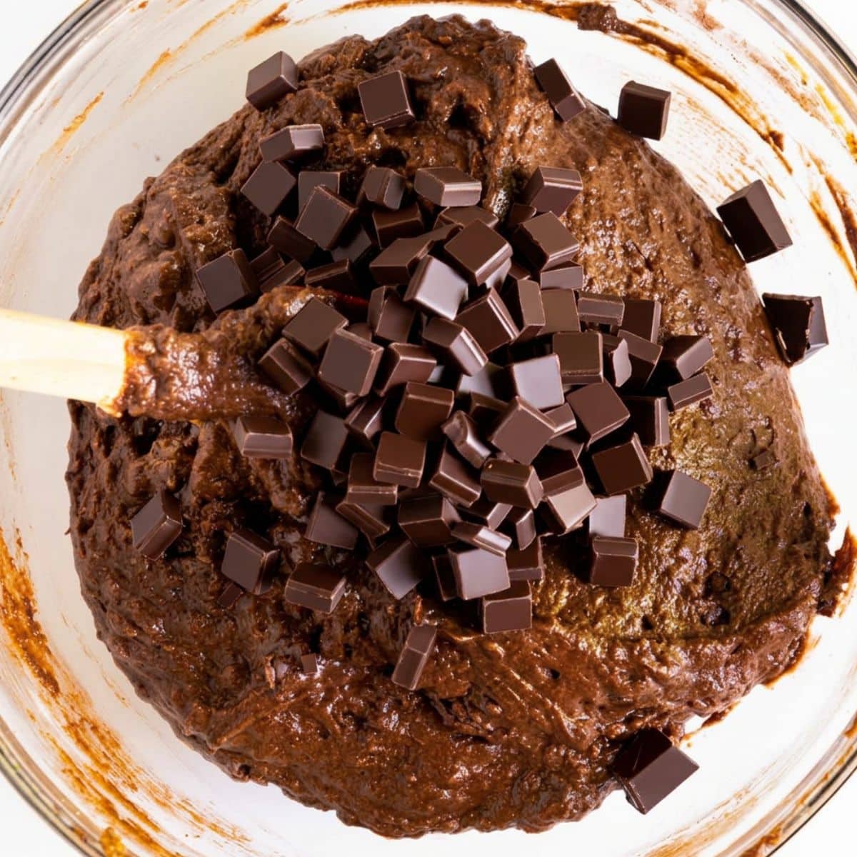 Chocolate pumpkin muffin batter topped with chunks of chocolate. Hostess At Heart
