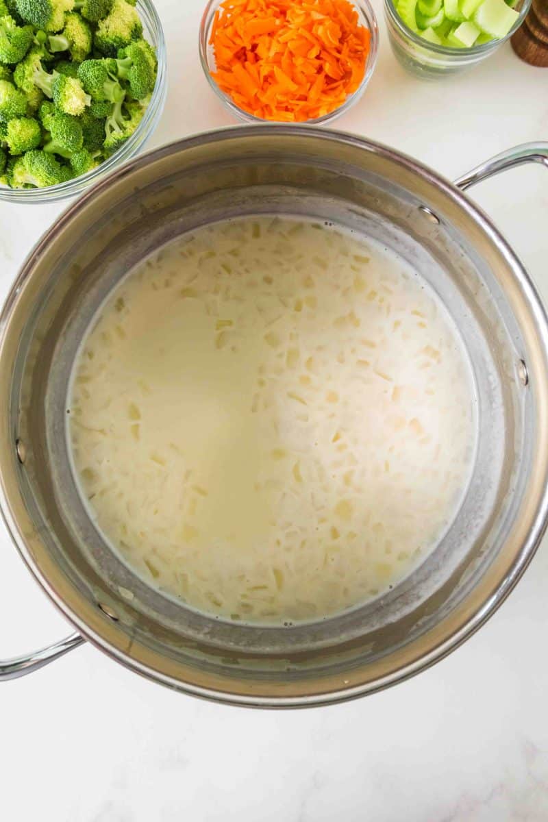 Broccoli Cheddar Soup recipe made with a roux and chicken stock. Hostess At Heart