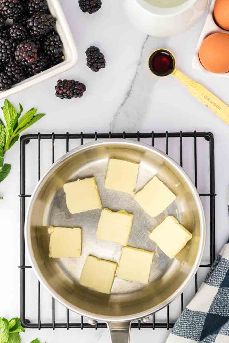 Butter ready to be melted in a saucepan for buttermilk pie filling. Hostess At Heart