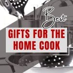 Gift guide titled graphic for Pinterest showing giftable kitchen tools. Hostess At Heart