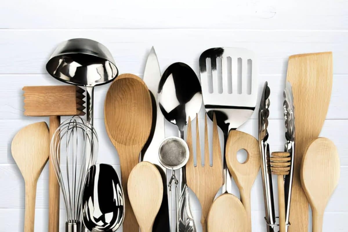 A collection of kitchen tools arranged together as gift ideas for cooks. Hostess At Heart